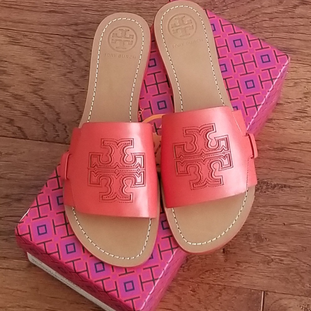 Tory Burch Melinda Poppy Red Slides - Picture 1 of 6